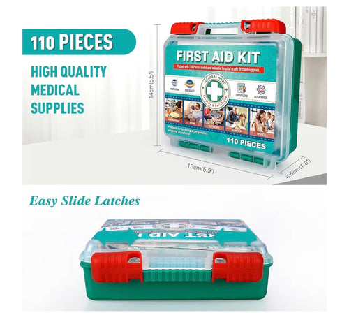 110 Piece First Aid Kit - Hard Case