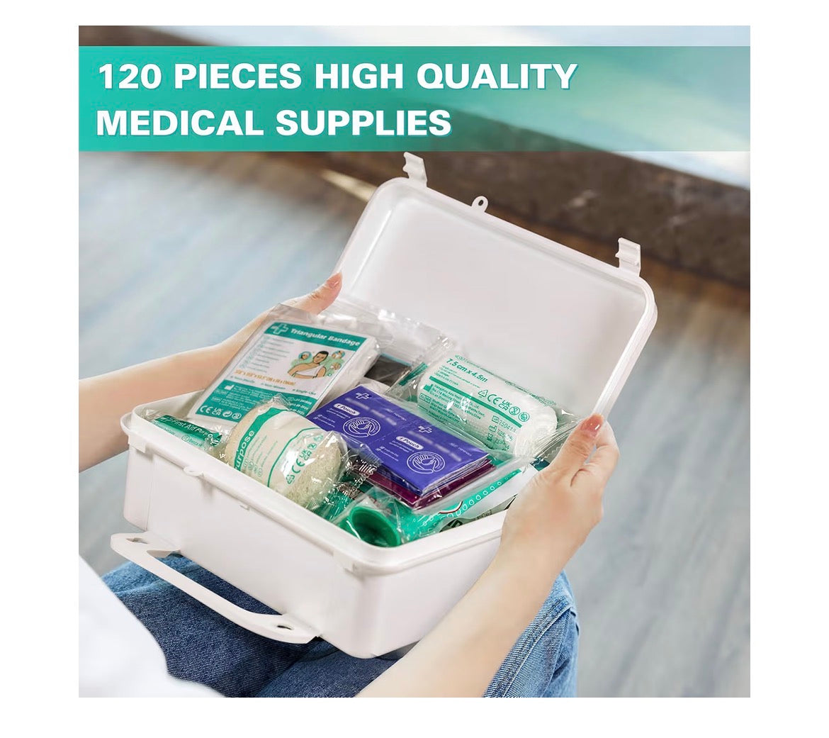 120 Piece First Aid Kit - Hard Case
