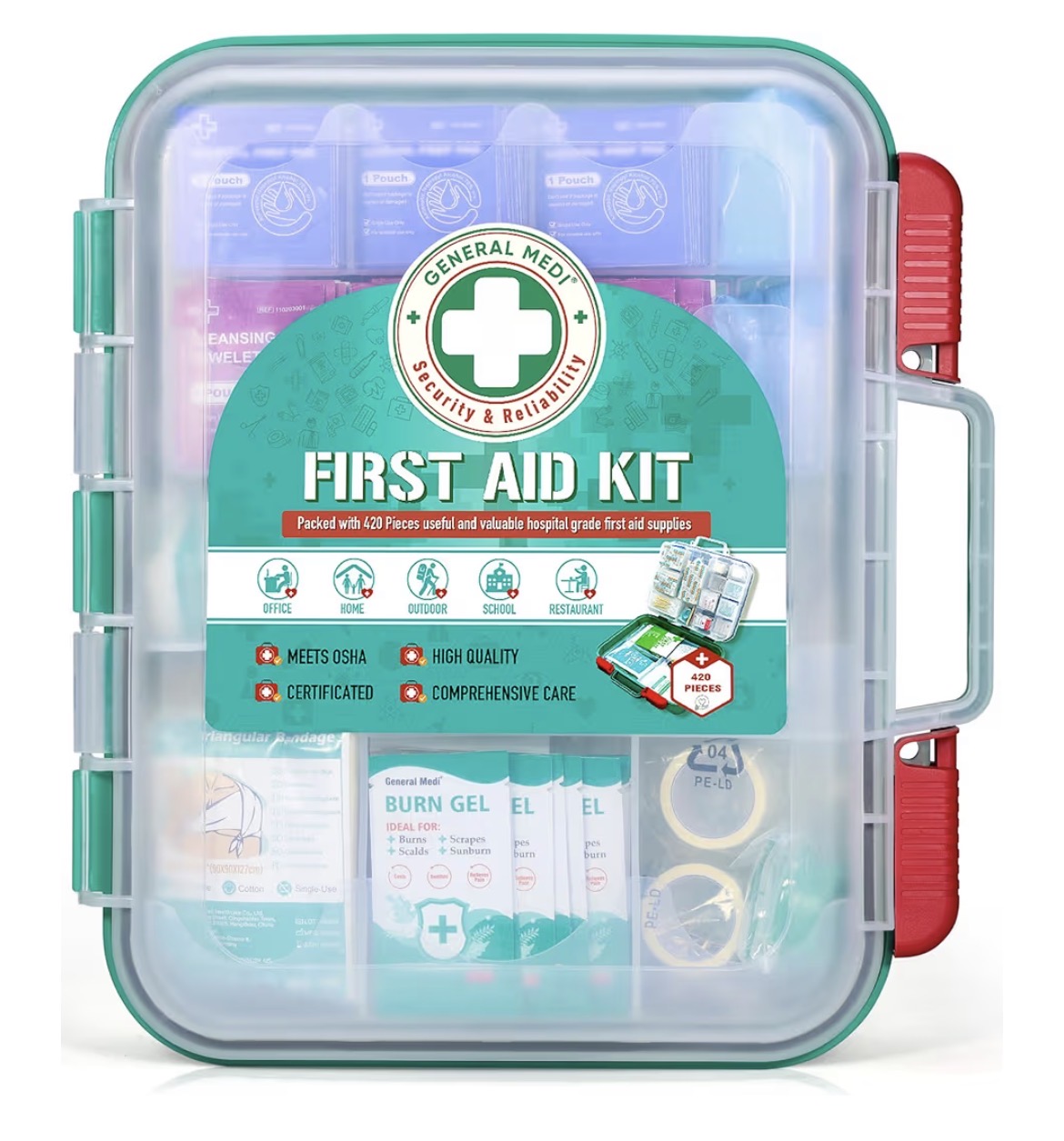 420 Piece First Aid Kit - Wall Mountable Hard Case