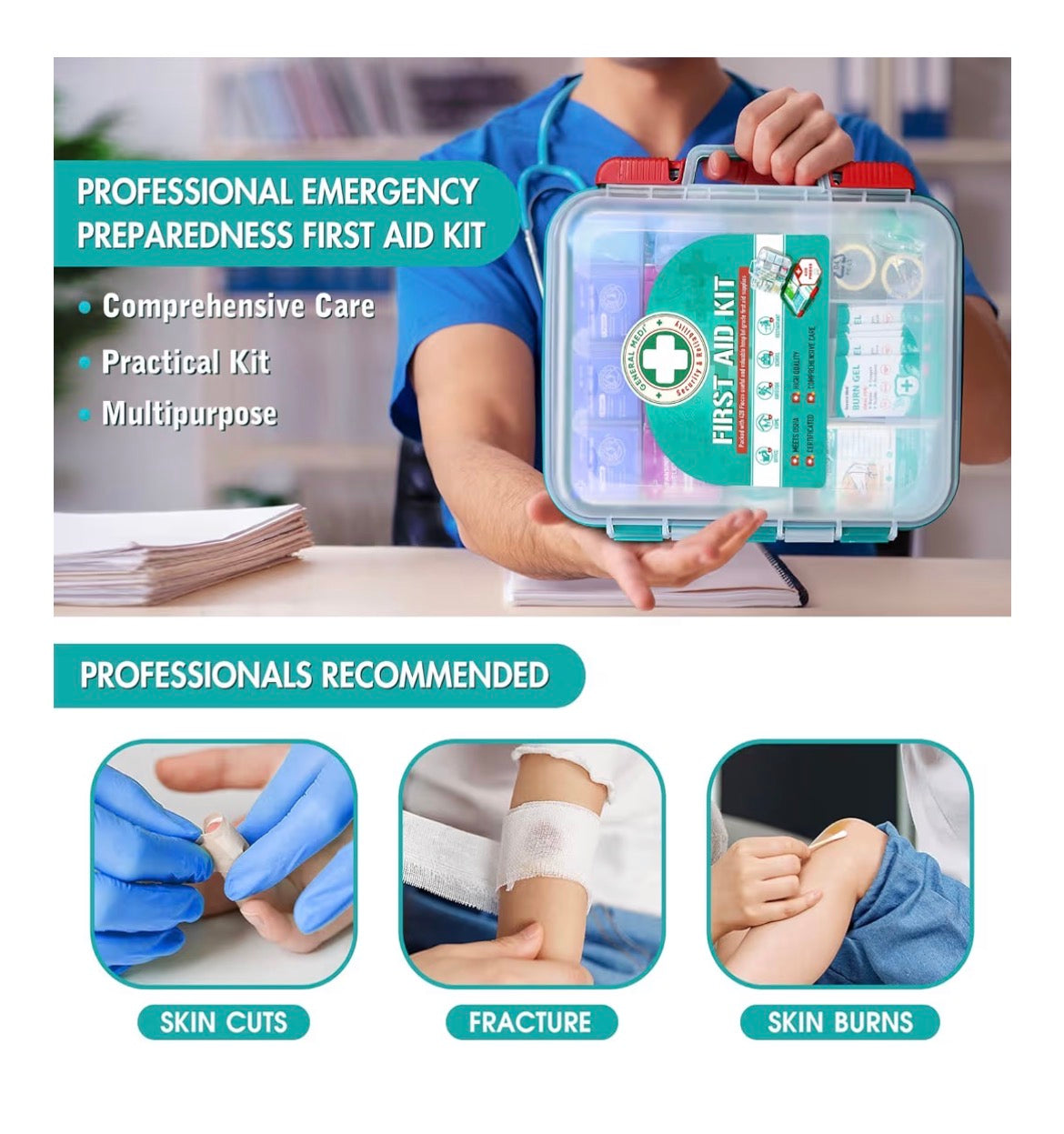 420 Piece First Aid Kit - Wall Mountable Hard Case