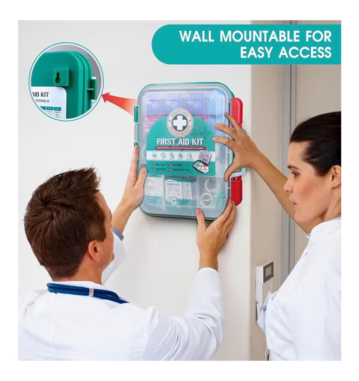 420 Piece First Aid Kit - Wall Mountable Hard Case