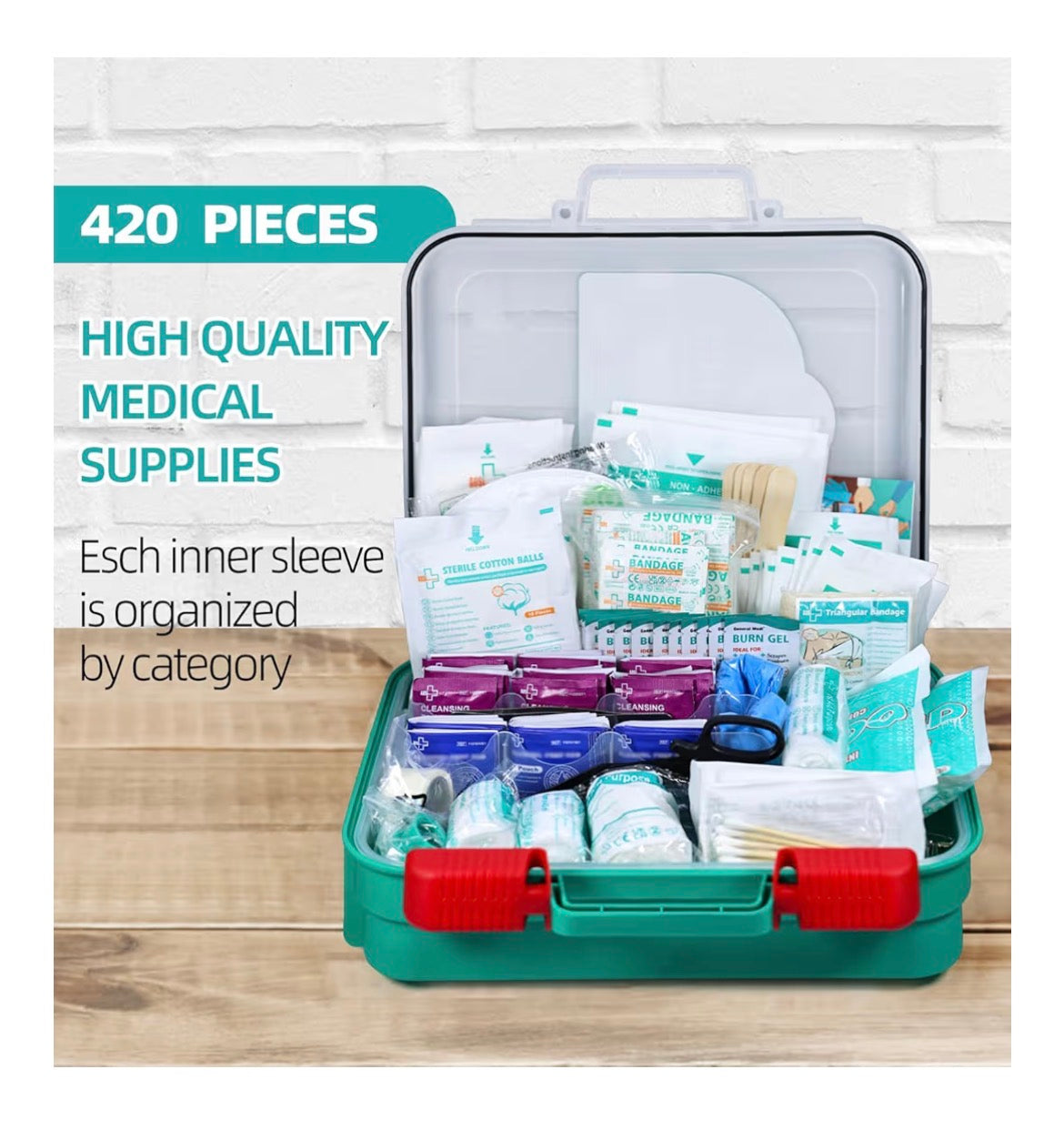 420 Piece First Aid Kit - Wall Mountable Hard Case