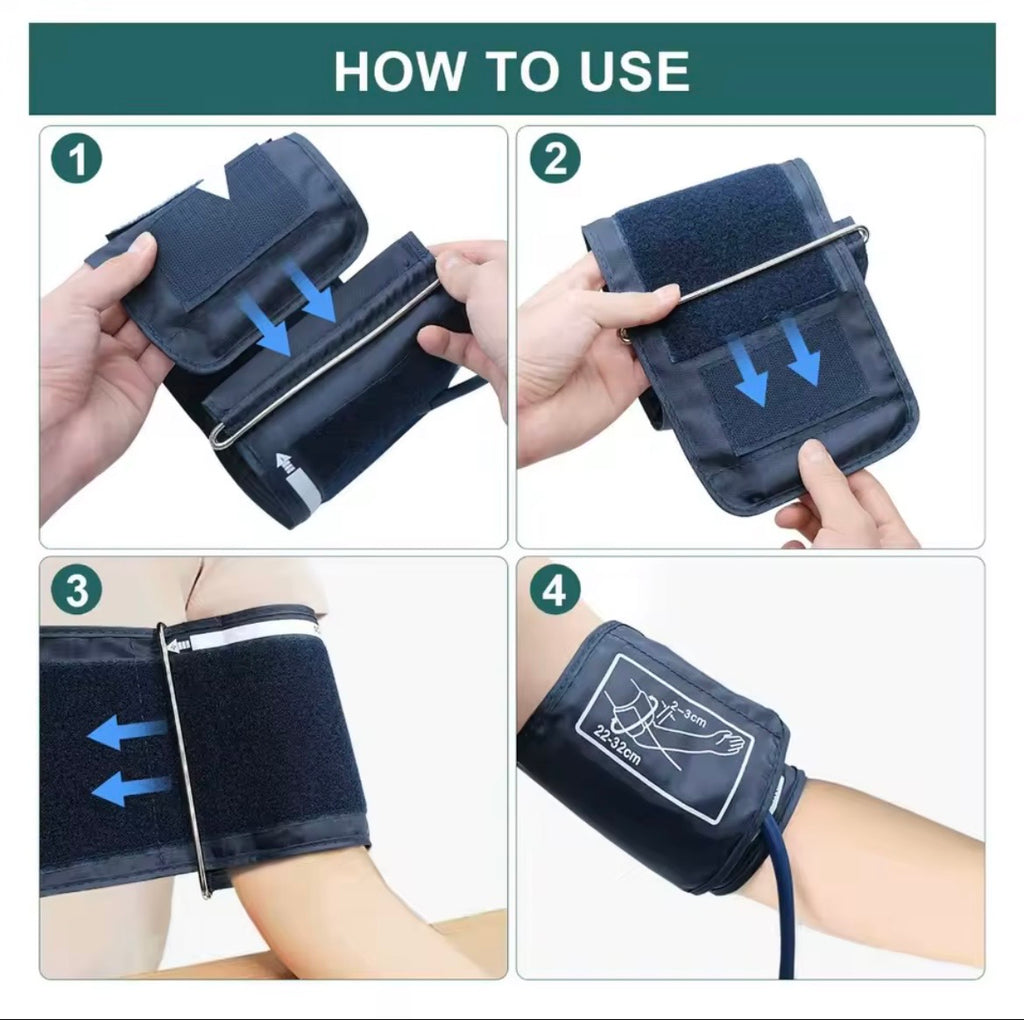 Electronic Upper Arm Blood Pressure Monitor with Voice Announcements - White & Blue