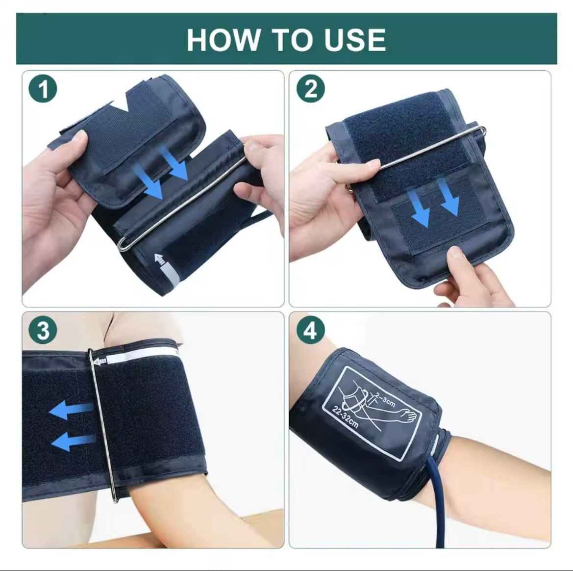 Electronic Upper Arm Blood Pressure Monitor with Voice Announcements - White & Blue
