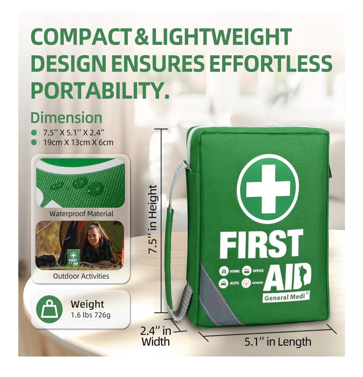 175 Piece First Aid Kit - Nylon Anti-Rip Case