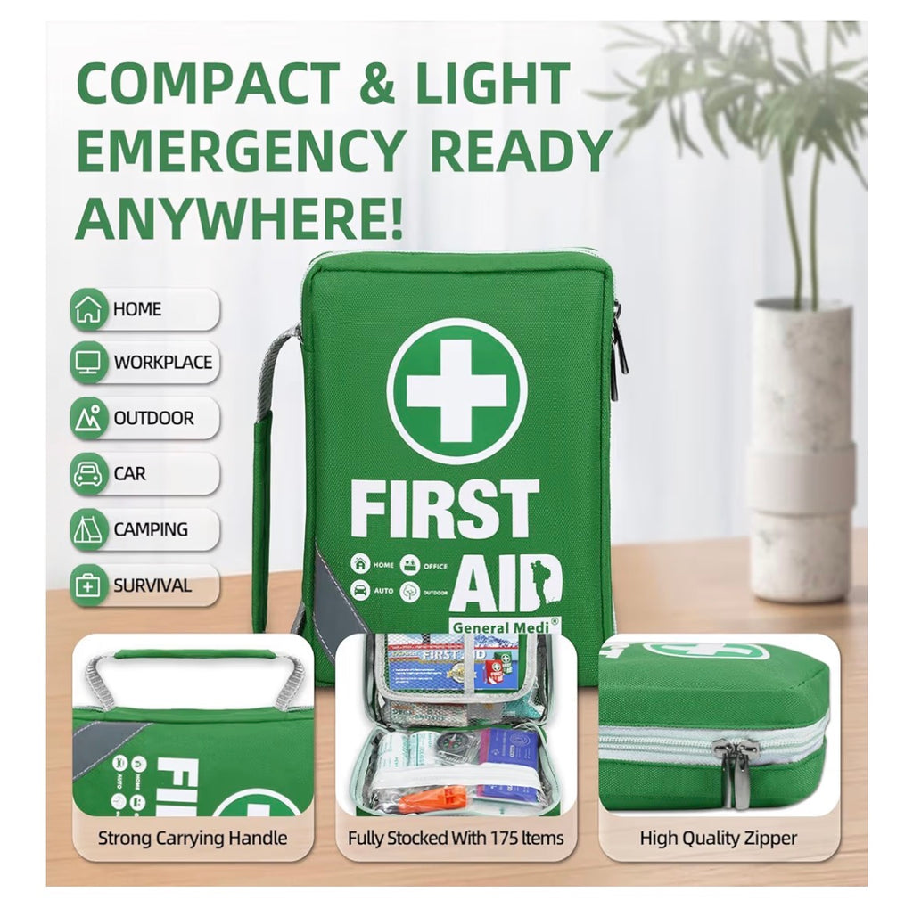 175 Piece First Aid Kit - Nylon Anti-Rip Case