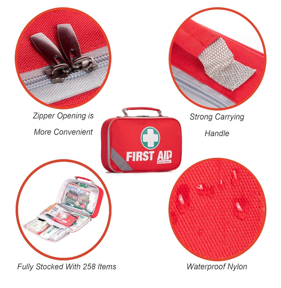 215 Piece First Aid Kit with Bonus 43 Piece Mini Kit - Nylon Anti-Rip Cases