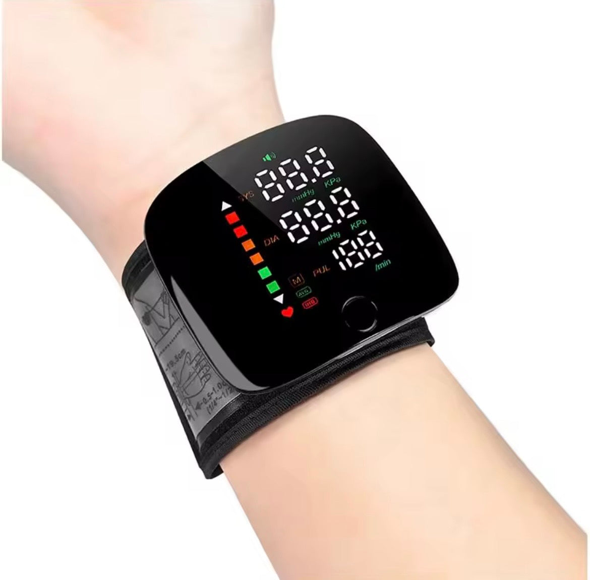Electronic Wrist Blood Pressure Monitor with Voice Announcements - Black